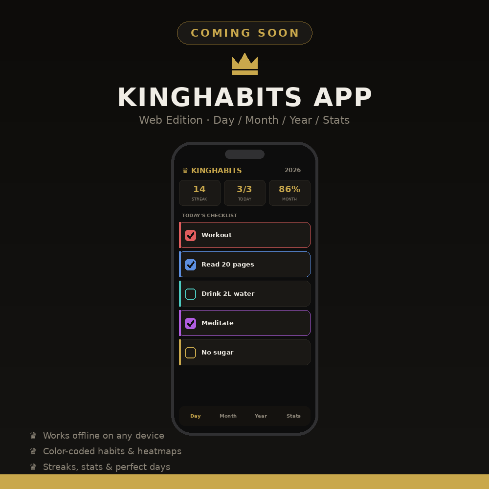 KingHabits Web App — coming soon